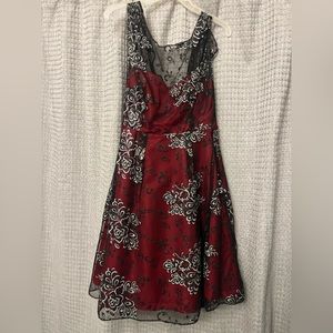 Maroon floral prom dress